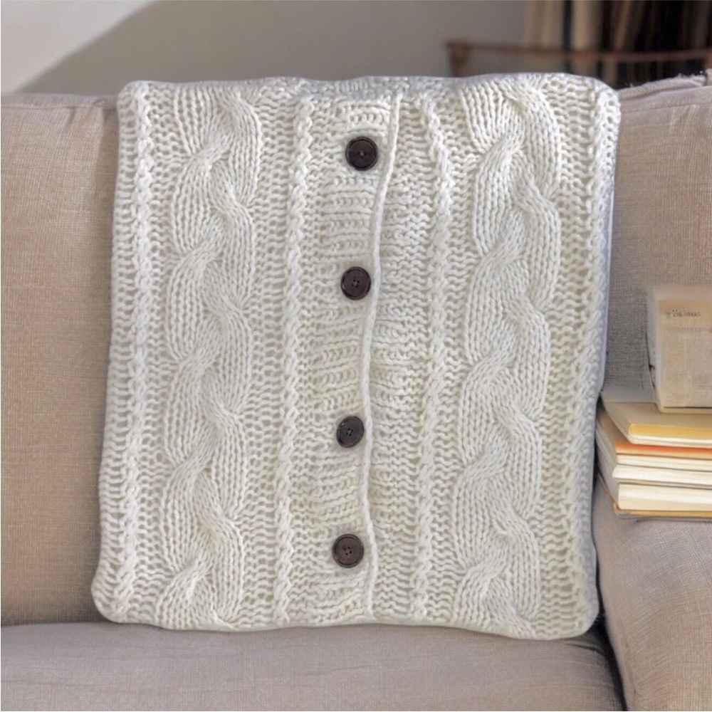 Soft Surroundings Cable Knit Pillow Cover Cozy Wool Blend 26 x 26